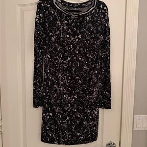 Tory Burch Black and Gray Long Sleeve Dress